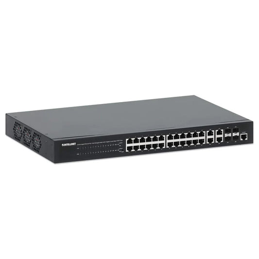 Intellinet 24-Port Gigabit Ethernet PoE+ Web-Managed Switch with 4 Gigabit Combo Base-T/SFP Ports