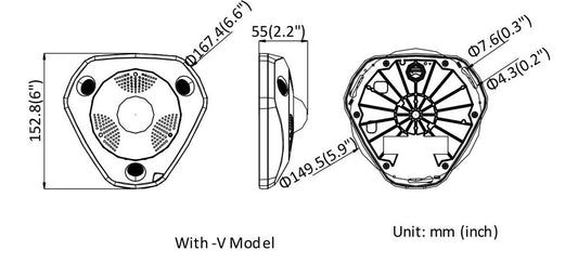 6MP Network Fisheye Panoramic 180/360° Indoor Camera, IP67, IK10 - 1.27mm Lens