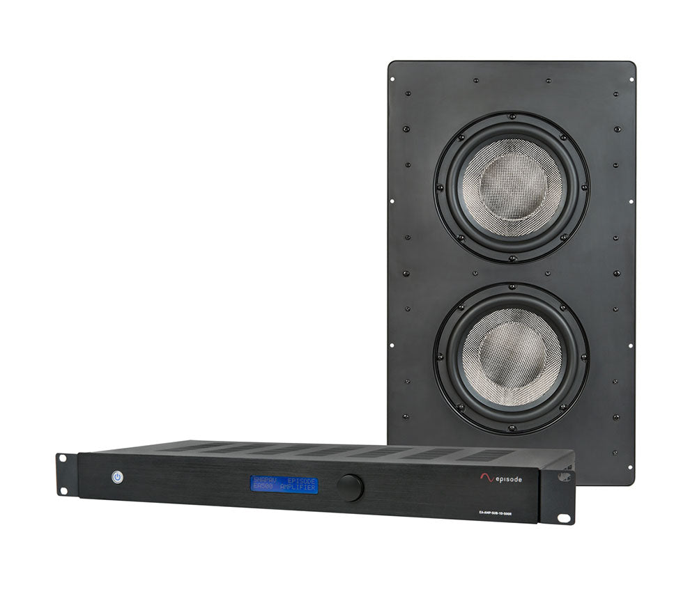 In-Wall Subwoofer with Dual 8" Woofers and 500W Front Panel Display Amplifier - Kit