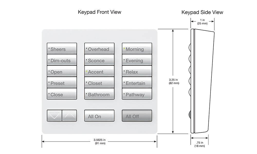 Lutron RadioRA 2 Tabletop Designer Keypad with Raise and Lower, All On and All Off LUT-RR-T15RL-SW