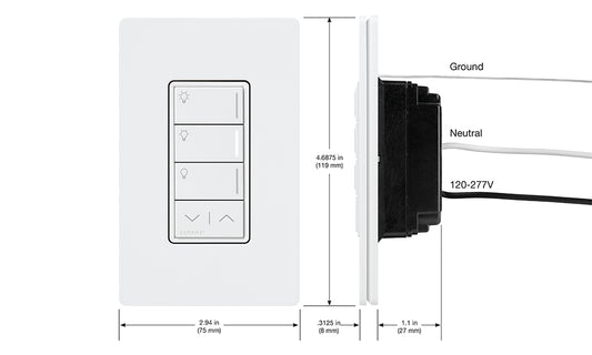 Lutron RadioRA 3 Sunnata RF 2-Button Keypad LUT-RRST-W2B-WH