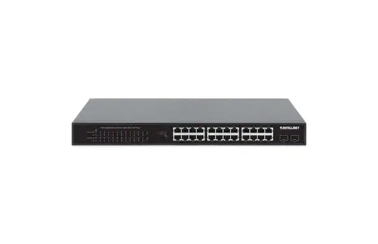 Intellinet 24-Port Gigabit Ethernet PoE+ Switch w/ 2 SFP Ports