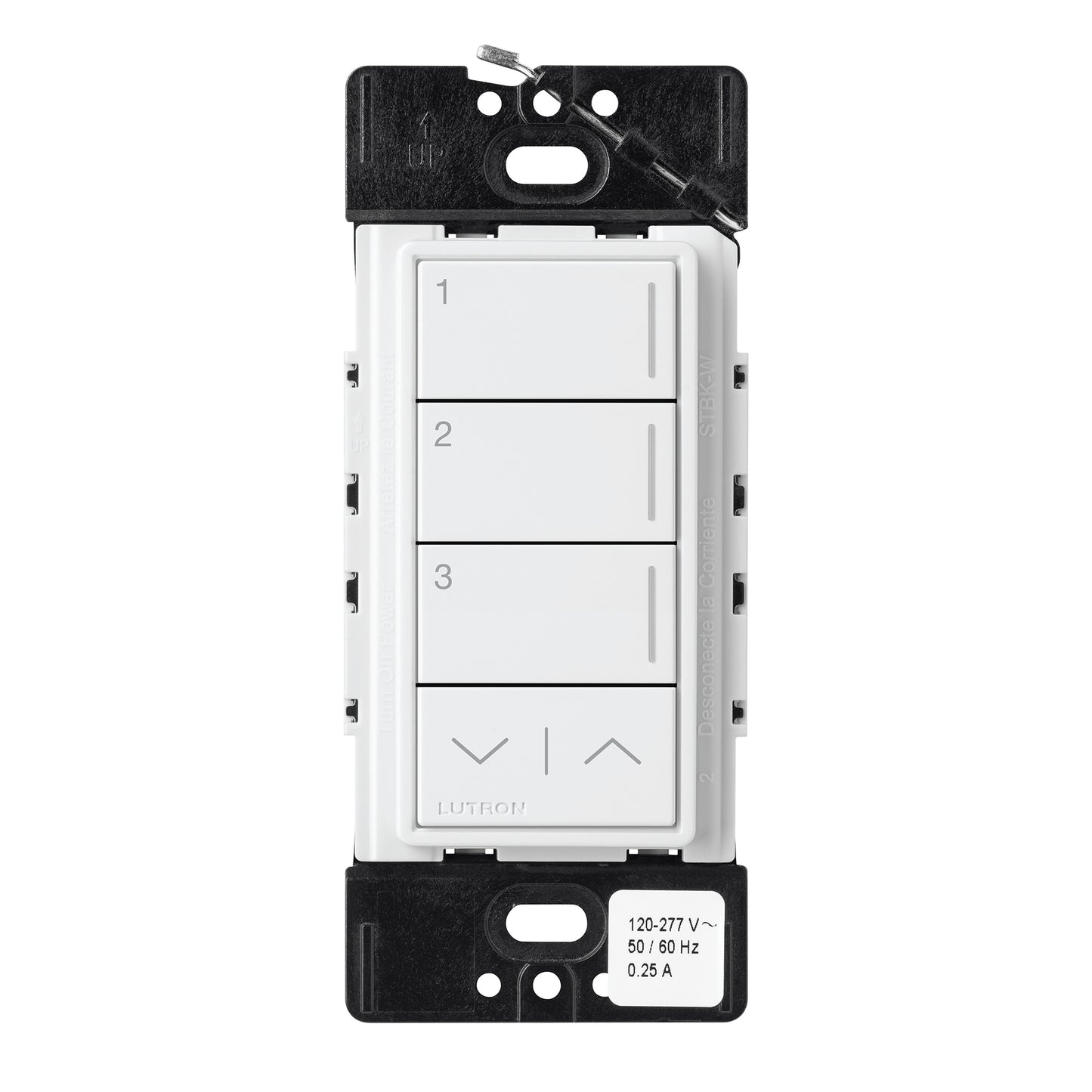 Lutron RadioRA 3 Sunnata RF 3-Button Keypad with Raise/Lower LUT-RRST-W3RL-WH